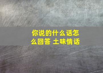 你说的什么话怎么回答 土味情话